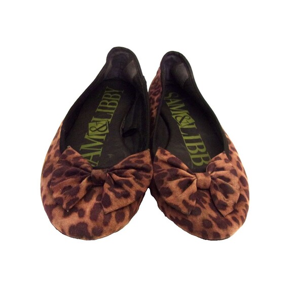 Sam and Libby Vintage Leopard Pattern Flats Large Bow Sz. 8 1/2 - Picture 1 of 7